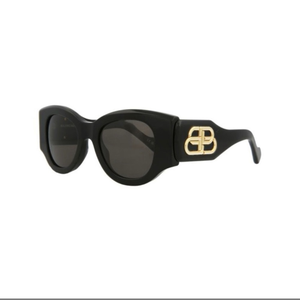New Balenciaga Round-Frame Acetate Sunglasses Black Womens